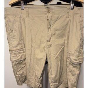 WearFirst Cargo Shorts Mens 40 Khaki Tan WF Free-Band Ripstop Outdoor Pockets